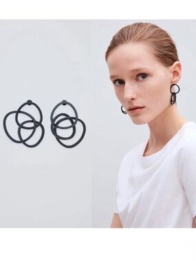 COS Matte Black Wire Layered Earrings